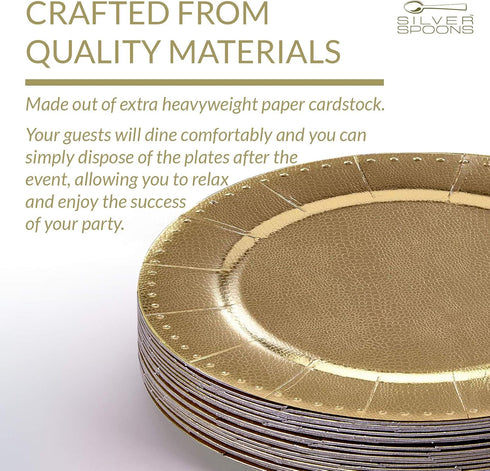 Elegant Disposable Charger Plates For Party - 13” (10 Piece) , Perfect for Celebrations & Events, Gold...