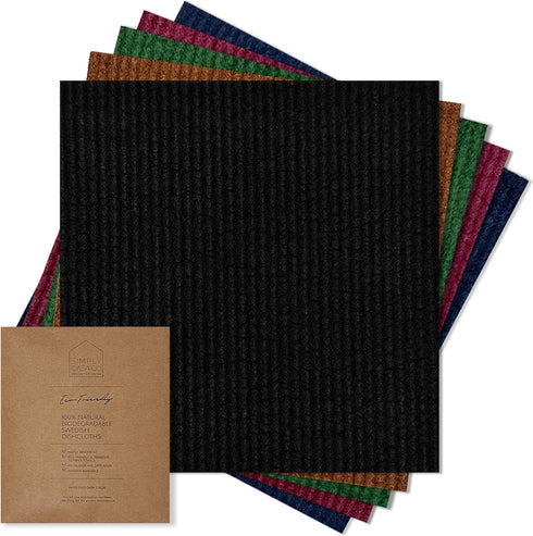 Hand?Dyed 5?Pack Swedish Dishcloths – Reusable, Biodegradable Cloths, Super?Absorbent Dual?Texture, Plastic?Free Packaging, Made in Sweden...