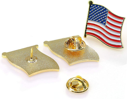 Exquisite American Flag Lapel Pin -The Stars and Stripes -Solid Metal Flag Lapel Pin-Gold Tone (6 Pins With Gift Box)...