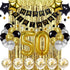 Black and Gold 50th Birthday Decorations Set - Banner, Balloons, Gold Foil Numbers, and Supplies for 50 Years Old Celebration...