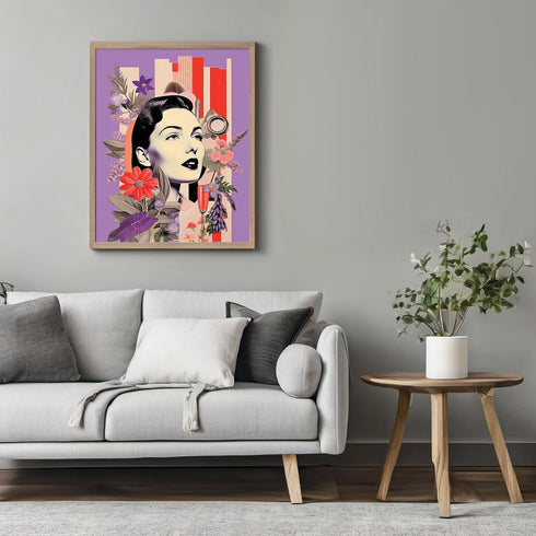 Posterizer 1 pcs-vintage woman collage with surreal elements-Retro Art-Abstract & Modern Art-Gift for Art Lovers-Gifts for Women- UNFRAMED Wall Ar...