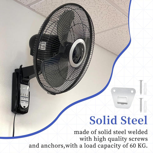 2 Set Wall Fan Bracket Wall Mounting Fan Bracket Metal Heavy Duty Oscillation Fans Concealed Bracket Wall Fan Support Hook Kit with Fastening Scre...