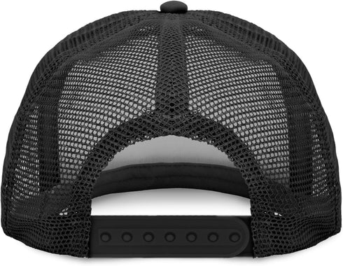 Flat Billed Trucker Hat Mesh Back S M L Adjustable Cap Solid Two Toned Snapback...