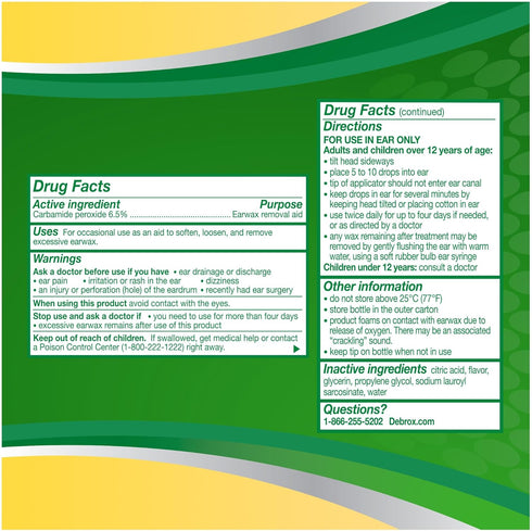 Debrox Ear Wax Removal Drops, Gentle Microfoam Ear Wax Remover, 0.5 Fl Oz...