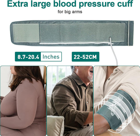 Blood Pressure Cuff Arm,8.7-20.4 Inches (22-52CM) Extra Large Blood Pressure Cuff XL Replacement Cuff Compatible with All Blood Pressure Machine, ...
