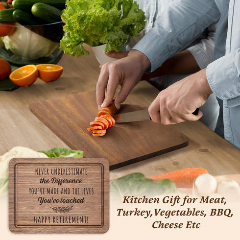 Craftique Retirement Gifts for Women Men 2024- Wood Cutting Board Engraved with Heartwarming Words- Retirement Appreciation Gift for Coworker Teac...