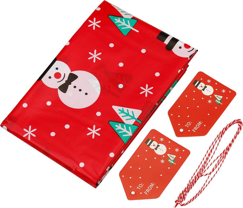 Giant Christmas Red Snowman Plastic Gift Bag (36"x44") - Jumbo Celebration Bag With Tag Card for Large Gifts - 1 PC...