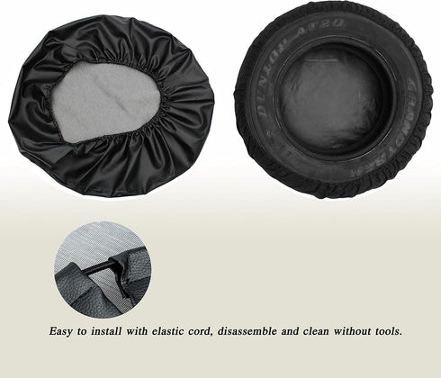 Moonet PVC Leather Spare Tire Wheel Cover for Car Truck SUV Camper Trailer Universal Fit RV JP FJ, R15 Black (for Overall Wheel Diameter 27-29 inc...