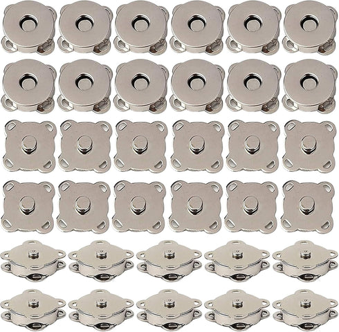 EuTengHao Magnetic Snaps Buttons, Silver Magnetic Purse Snap Clasps, Plum Magnetic Snap Closures for Purses Handbags, 15mm Magnet Button Closure F...