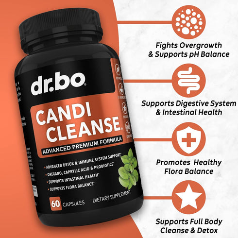 Candi Cleanse Support Supplement Pills - Anti Overgrowth Supplements for Women & Men - Extra Strength Balance Control Probiotic Complex Cleanser -...