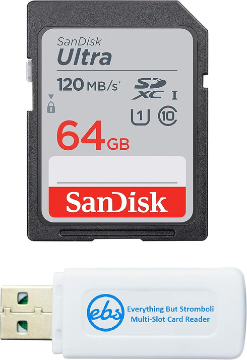 SanDisk 64GB SDXC SD Ultra Memory Card Class 10 Works with Canon EOS Rebel SL3, SL2, SL1 Digital Camera (SDSDUN4-064G-GN6IN) Bundle with 1 Everyth...