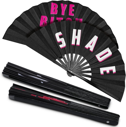 Amyhill Rave Fan 2 Packs Large Folding Hand Fan festival fan Bamboo Chinese iconic fan with Voice for Men and Women Party Performance, Dance, Deco...