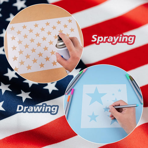 American Flag 50 Stars Stencil Template Large Plastic Reusable Star Stencil Template for Painting on Wood Paper Fabric Glass Wall Independence Day...