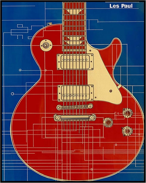 Posterizer 1 pcs-illustration of a classic Gibson Les Paul electric guitar-Sports & Hobby Art-Musical Art Collection-Gift for Music Fans- unframed...