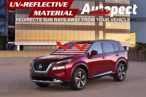 Windshield Sun Shade - American Flag Design, High-Resolution Sun Visor for Car, Truck, SUV with Mirror Cut-Out for Interior Sun Protection, Foldab...