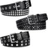 Syhood 3 Pieces Studded Belt Punk Rivet Double Grommet Belt Faux Leather Gothic Goth Black for Men Women Gift...