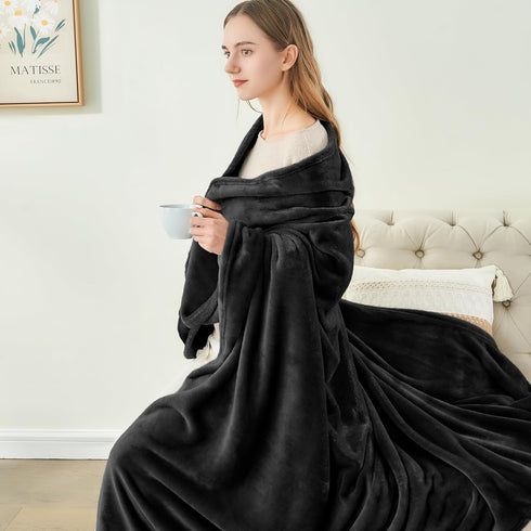 BEDELITE Fleece Blanket Black Throw Blankets for Couch & Bed, Luxury Plush Cozy Fuzzy Blanket 50x60 inches, Super Soft Warm Lightweight Throw Blan...