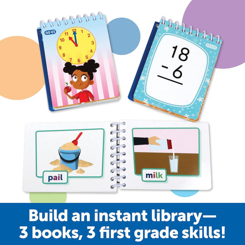 Learning Resources Skill Builders! First Grade Flipbook Library - 3 Pieces, Ages 6+, First Grade Learning Activities, Math and Spelling Activities...
