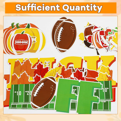 158pcs Kick Off into Fall Bulletin Board Set Thanksgiving Football Classroom Decorations Autumn Maple Leaves Cutouts with Glue Points for School C...