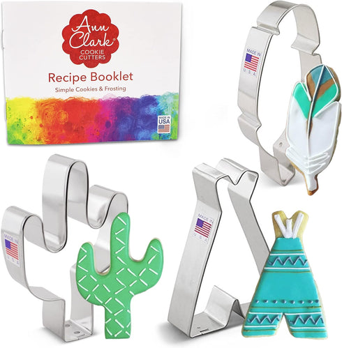 Southwest Cookie Cutter 3-Pc Set Made in USA by Ann Clark, Cactus, Teepee, Feather...