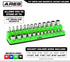 ARES 60005-26-Piece 1/4 in SAE Magnetic Socket Organizer -GREEN -Holds 13 Standard (Shallow) and 13 Deep Sockets -Perfect for your Tool Box -Also ...