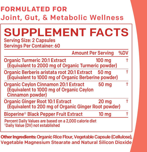 5-in-1 Turmeric Curcumin Supplement (4210mg) with Berberine, & Ceylon Cinnamon - Organic Turmeric Curcumin with Black Pepper and Ginger Supplement...