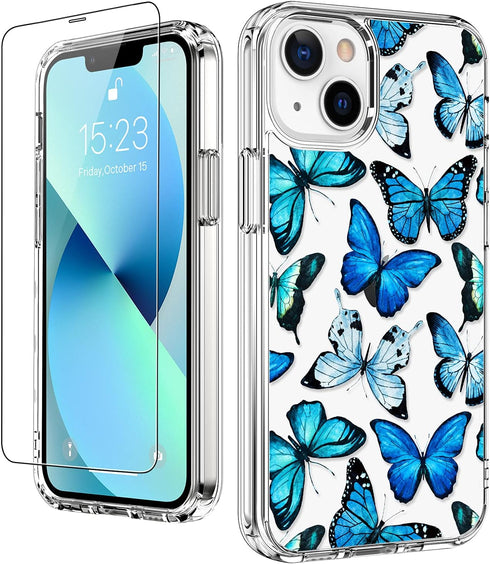 LUHOURI Designed for iPhone 13 Mini Case with Screen Protector - Crystal Acrylic Clear for Women and Girls - Slim Fit Protective Phone Cover 5.4" ...