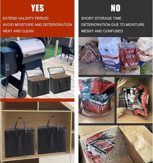 2 Pack Smoker Pellets Storage Bags - as Smoker Accessories, Wood Pellet Storage Containers with Base Plate, Each Can be Stored 20 LBs Pellets for ...