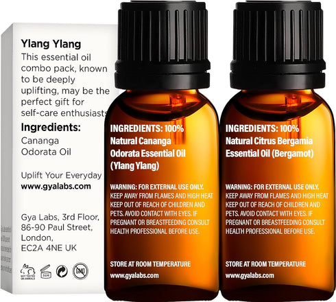 Gya Labs Ylang Ylang Essential Oil & Bergamot Essential Oil (10ml) - 2-in-1 Pack...