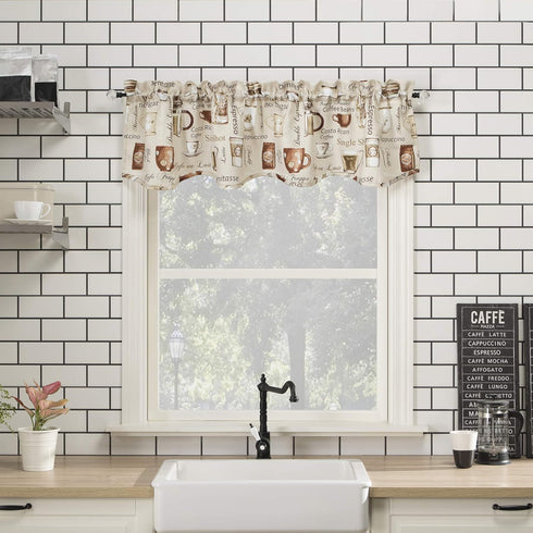 No. 918 Bristol Coffee Shop Semi-Sheer Rod Pocket Kitchen Curtain Valance and Tiers Set, 54" x 24", Ivory Off-White...