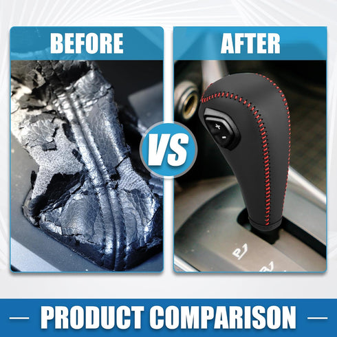 Car Shift Boot Cover Gear Knob Shifter Boot for Chevy Sonic 2012-2020 Faux Leather Black Red Stitches...