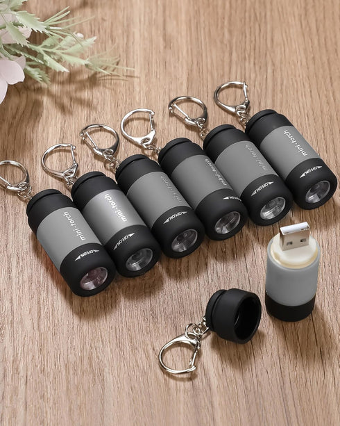 Mudder 12 Pieces Mini Keychain Light Bulk Pocket Tiny Flashlight Handheld Black Light led USB Rechargeable Waterproof Small Flashlights for Emerge...