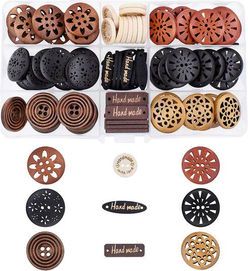 Mandala Crafts Large Wooden Buttons for Crafts – Carved Wood Buttons – Assorted Craft Buttons for Sweaters Decorative Buttons Sewing...