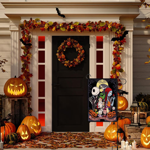 Sunwer The Nightmare Before Christmas Garden Flag Jack Skellington and Sally Birthday Party Decoration Halloween Outdoor Front Lawn Yard Patio Dec...