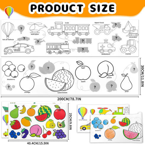 2 PCS Drawing Roll for Kids, Sticky Coloring Paper Graffiti Rolls Doodle Scroll DIY Painting with Stickers for Toddlers Boys Girls 3 4 5 Education...