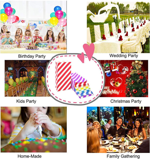 Bright Color Striped Paper Bags Rainbow Party Bags for kids’ Birthday Party Baby shower Wedding (3.5×2.3×7 in 50CT)...