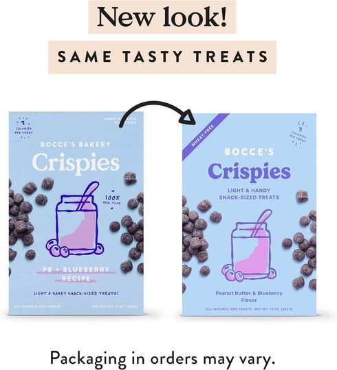 Bocce's Bakery PB + Blueberry Crispies Low-Calorie Wheat-Free Dog Treats, 10 oz...