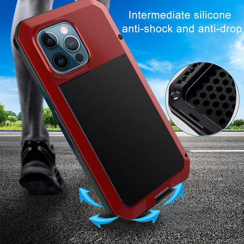 Marrkey for iPhone 13 Pro Max Case,360 Full Body Protective Heavy Duty Shockproof Tough Armour Aluminum Alloy Metal Case with Silicone Built-in Sc...