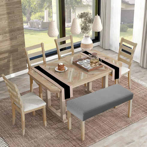 YISUN Jacquard Dining Bench Covers, Stretch Washable Removable Bench Slipcover, Rectangle Bench Seat Protector Cover for Dining Rooms, Living Room...