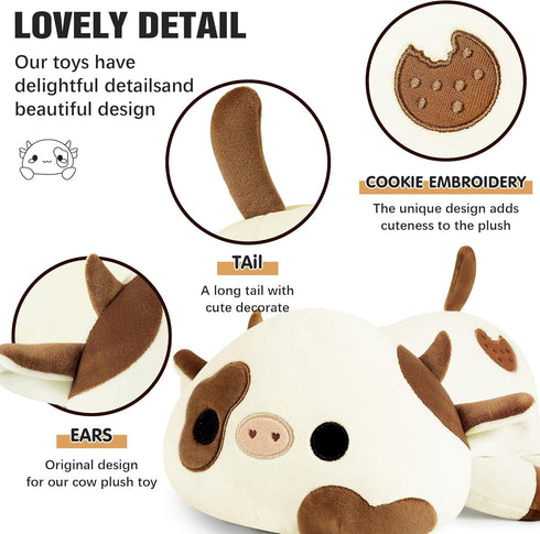 Onsoyours Cute Cow Plushie, Soft Stuffed Cookies Cow Squishy Plush Animal Toy Pillow for Kids (Cookies Cow, 12")...