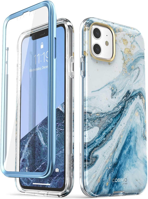 i-Blason Cosmo Series Case for iPhone 11 (2019 Release), Slim Full-Body Stylish Protective Case with Built-in Screen Protector, Blue, 6.1''...