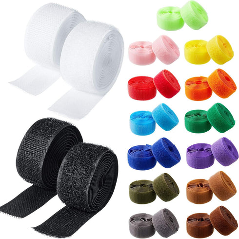 15 Colors 30 Yard Sew on Hook and Loop Tape 1 Inch Wide Nylon Fabric Fastening Tapes Set Non Adhesive Style for DIY Craft Supplies, Each Color Con...