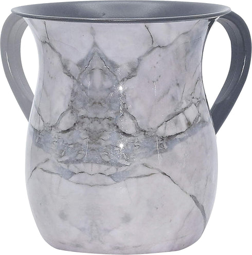 Stainless Steel Netilat Yadayim Cup - Grey Stone Painted Design - Looks Like Ceramic - Rust, Break and Crack Proof Negel Vasser Cup - Judaica Gift...