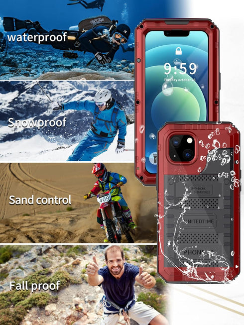 Unitedtime for iPhone 12 Case Waterproof with Built-in Screen Protector Full Body Rugged Hard Silicone, Military Grade Shockproof Dustproof Protec...