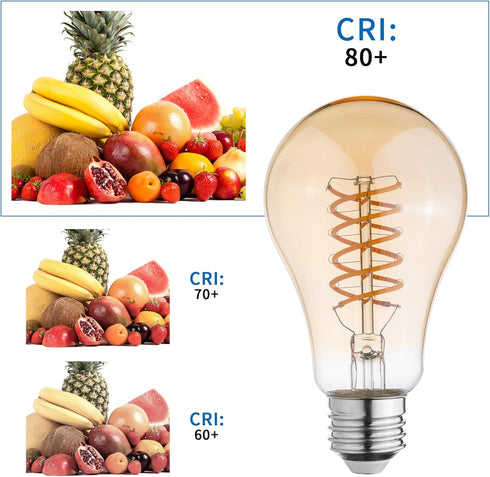 LED Edison Light Bulbs, 6W Equivalent to 60W, 2500K Warm White, A21 Flexible Spiral LED Filament Light Bulbs, Dimmable Vintage LED Bulb, Antique L...