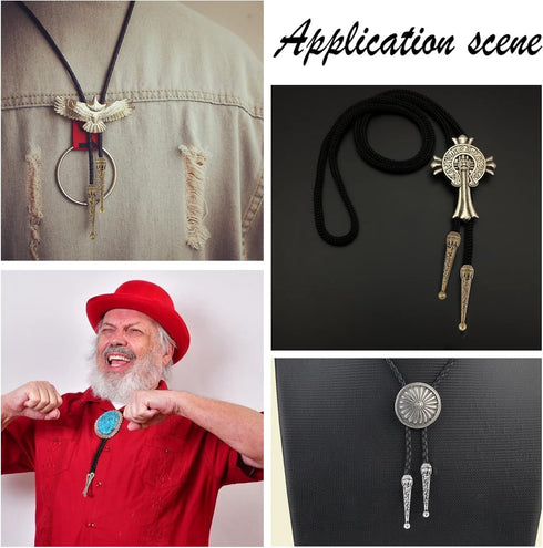 NBEADS 3 Sets Bolo Tie Findings, Bolo Tie Tips Replacement End Caps Kit, Bolo Tie Buckle Accessories with 6 Pcs Alloy Cord End and 3 Pcs Iron Bolo...