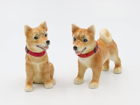 20777 Fine Porcelain Shiba Inu Dog Salt and Pepper Shakers Set, 3-5/8" L...
