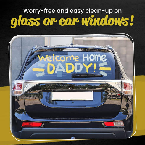 Metallic Chalk Markers (2 Pack) Liquid Chalk Pens for Blackboards, Chalkboard, Bistro Menu, Window Markers for Cars - Wet Wipe Erasable - 15mm Jum...