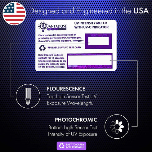 QuantaDose® UVC Light Test Card with UVC Light Wavelength Indicator and Photochromic UV Intensity Test...