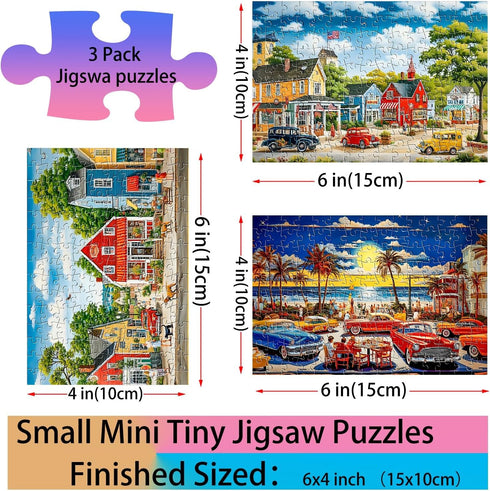Small Jigsaw Puzzles for Adults 150 Pieces Vintage American illustration Mini Jigsaw Puzzles Oil Painting Challenging Mini Puzzles Tiny Jigsaw Puz...